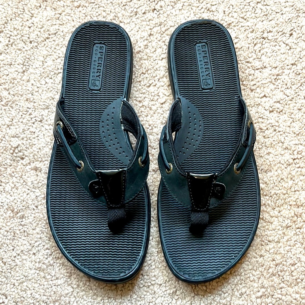 Sperry Seafish Flip-Flop Sandals Black 7.5M